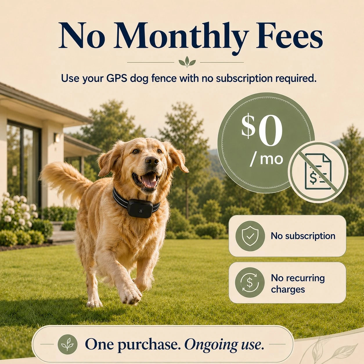 GF03 GPS dog fence with no monthly fees for boundary guidance